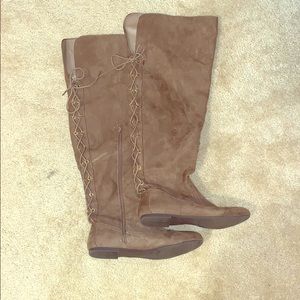 Tan over the knee boots